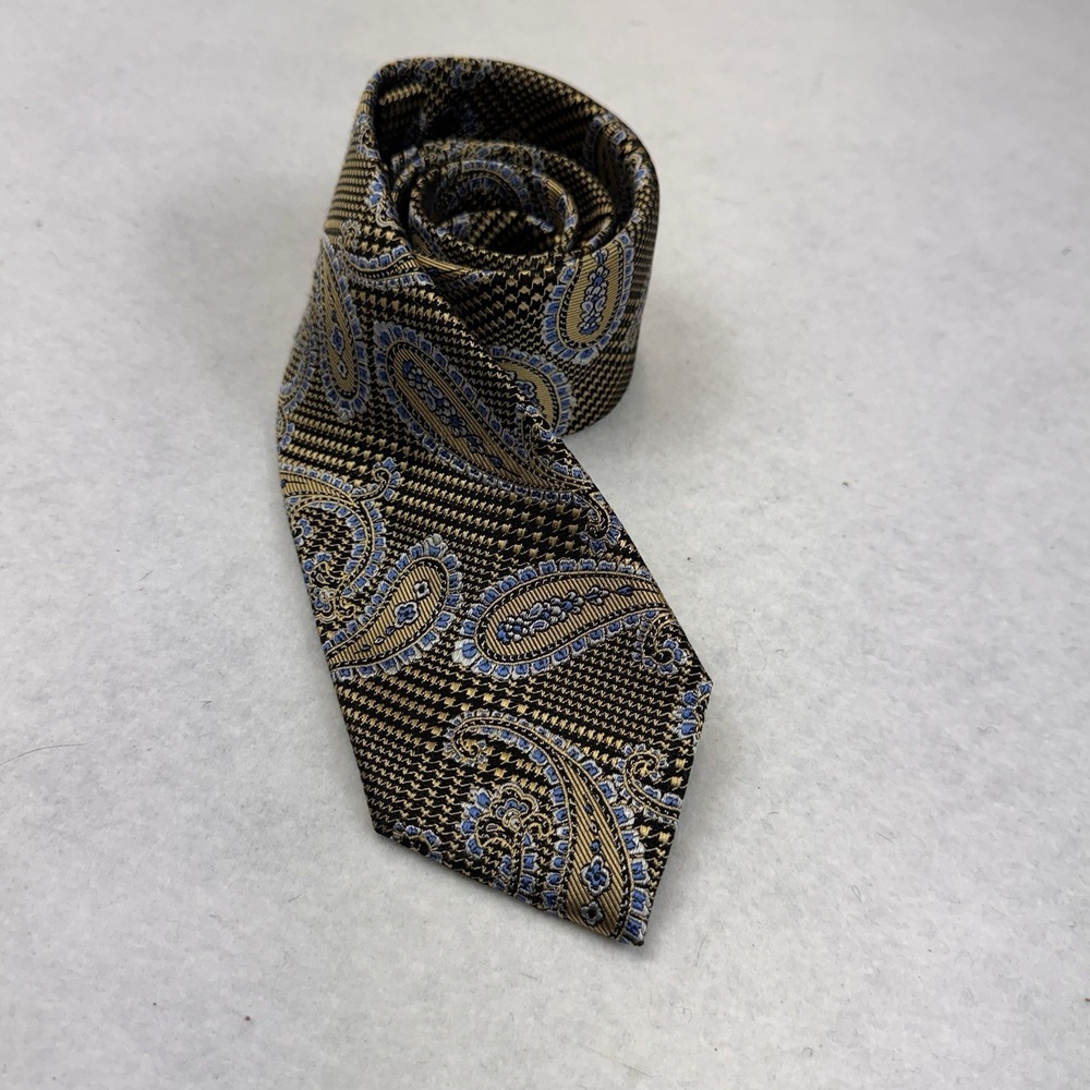 Jos.‎ A. Bank Reserve Houndstooth Paisley Woven 100% Silk Luxury Self Tipped Tie